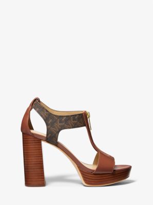 Berkley Empire Signature Logo and Leather Block Heel Sandal