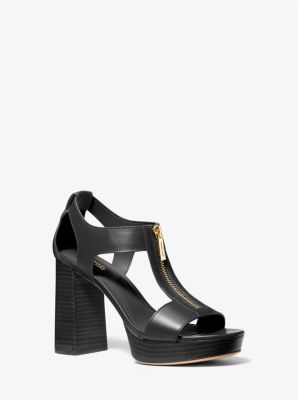 Michael Kors Berkley Leather Block-heel Sandal In Black