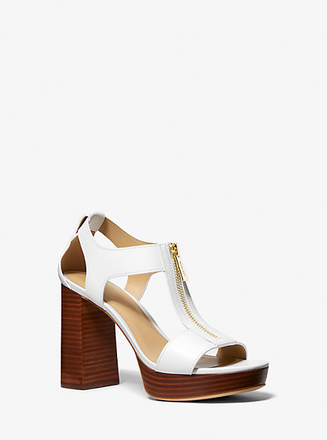 Michael Kors Berkley Leather Block-heel Sandal In White