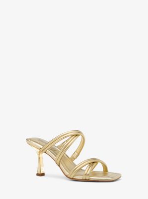 Michael Kors Corrine Metallic Leather Sandal In Gold