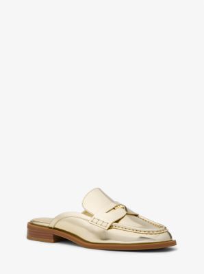 Michael Kors Eden Metallic Leather Mule In Gold