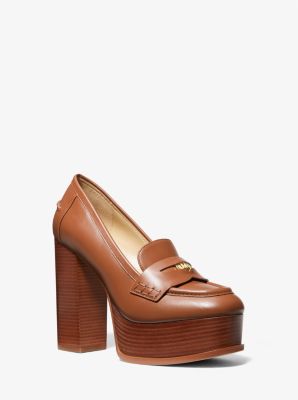 Michael Kors Eden Leather Platform Loafer In Brown