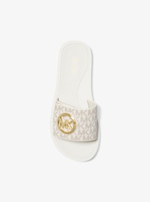 Signature Logo Slide Sandal in VANILLA | Michael Kors