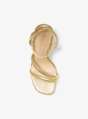 Nadina Metallic Lizard Embossed Leather Wedge Sandal image number 3