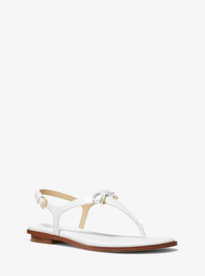 Michael Kors Nori Leather T-strap Sandal In White