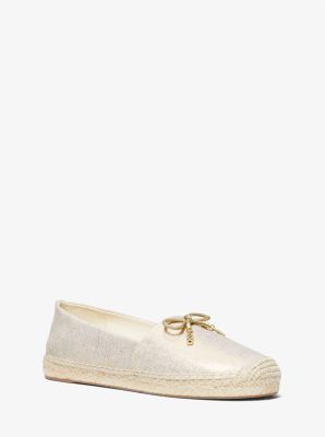 Michael Kors Nori Metallic Linen Slip-on Espadrille In Gold