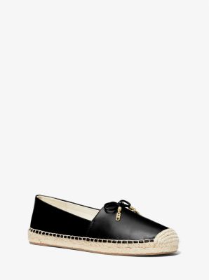 Michael Kors Nori Leather Slip-on Espadrille In Black