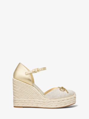Nori Metallic Leather and Linen Wedge Espadrille image number 1