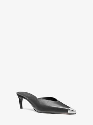 MK Kasia Leather Mule - Black - Michael Kors MICHAEL Michael Kors