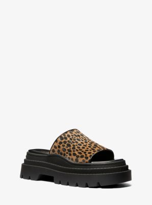 Kendra Cheetah Print Calf Hair Platform Slide Sandal image number 0