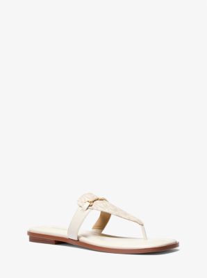 Lena Signature Logo and Leather T-Strap Sandal image number 0