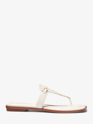 Lena Signature Logo and Leather T-Strap Sandal image number 1