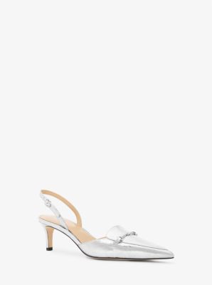 Lena Crackled Metallic Leather Slingback Pump