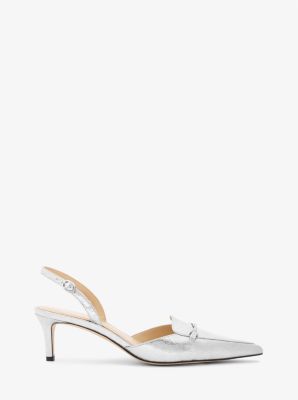 Lena Crackled Metallic Leather Slingback Pump