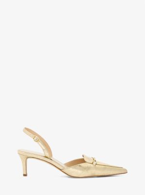 Slingpumps Lena aus Leder in Metallic-Krakelee-Optik