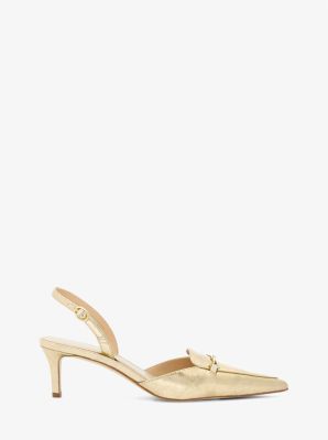 Slingpumps Lena aus Leder in Metallic-Krakelee-Optik image number 1