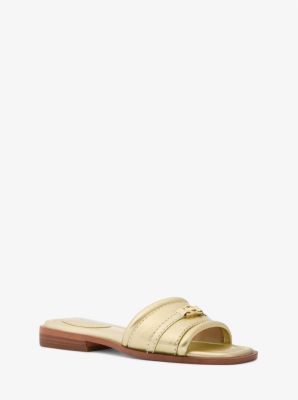 Mandy Metallic Leather Slide Sandal image number 0