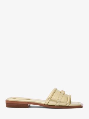 Pantolette Mandy aus Leder in Metallic-Optik