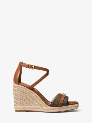 Mandy Signature Logo and Leather Wedge Sandal