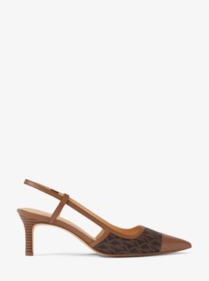 Alora Signature Logo Slingback Pump in BROWN | Michael Kors