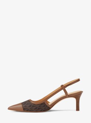 Alora Signature Logo Slingback Pump in BROWN | Michael Kors