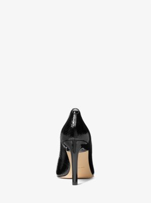 Kasia Snake Embossed Leather Pump in BLACK | Michael Kors