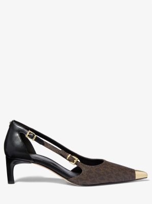Kasia Signature Logo Kitten Pump in BROWN | Michael Kors