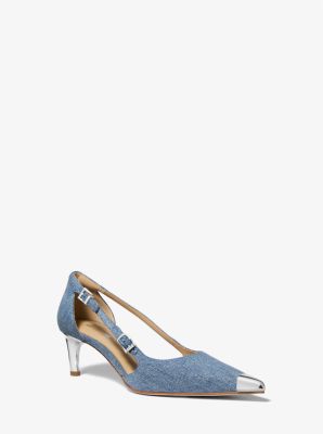 MK Pumps Kasia Aus Denim Mit Kitten Heel - Weiss