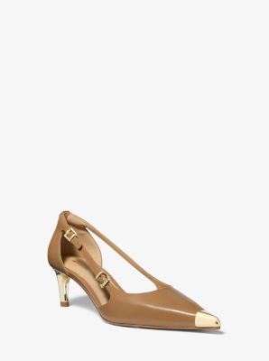 Michael Kors Kasia Leather Kitten Pump In Brown