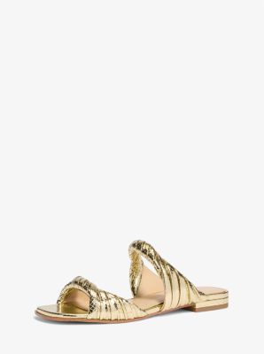 Kiana Metallic Snake Embossed Leather Sandal