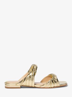 Kiana Metallic Snake Embossed Leather Sandal