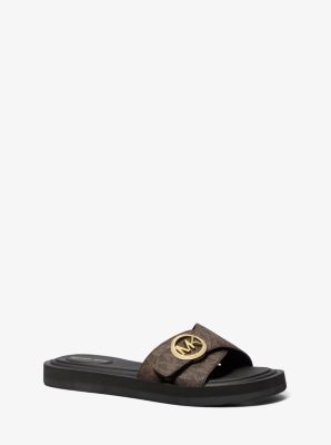 Michael Michael Kors Mk Pantolette Mit Signature-Logomuster - Braun - Michael Kors