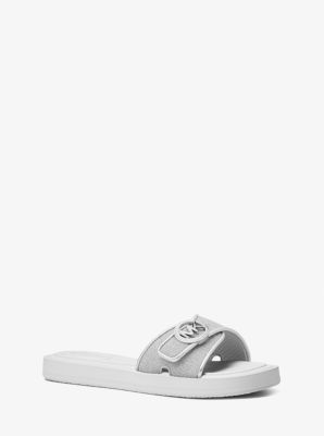 Glitter Chain Mesh Logo Slide Sandal