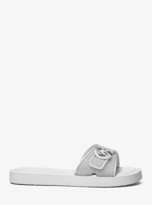 Glitter Chain Mesh Logo Slide Sandal