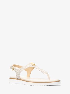 Val Signature Logo Thong Sandal in VANILLA | Michael Kors
