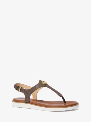 Val Signature Logo Thong Sandal in BROWN | Michael Kors