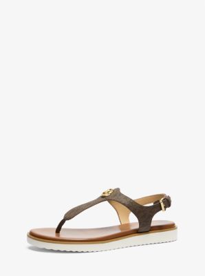 Val Signature Logo Thong Sandal in BROWN | Michael Kors