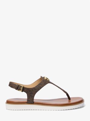 Val Signature Logo Thong Sandal in BROWN | Michael Kors