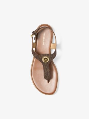 Val Signature Logo Thong Sandal in BROWN | Michael Kors