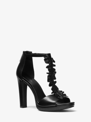 Bella Ruffled Leather Platform Sandal 