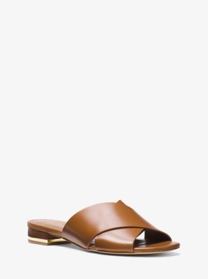 Shelly Leather Crossover Slide Sandal 