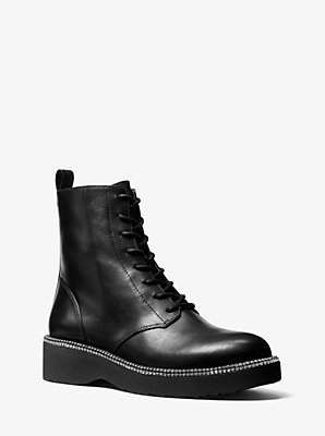 마이클 마이클 코어스 부츠 Michael Kors Michaelkors Tavie Leather Combat Boot,BLACK