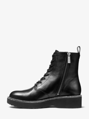 Michael Kors Tavie Leather Combat Boot 