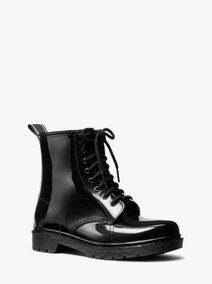 black lace up rain boots