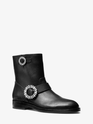 Viola Embellished Leather Moto Boot 