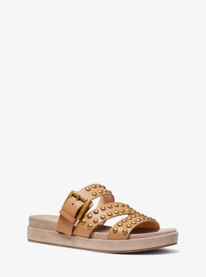 Ansel Studded Leather Slide Sandal Michael Kors