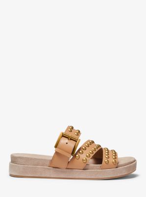 Ansel Studded Leather Slide Sandal Michael Kors Canada