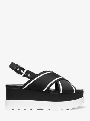 Becker Contrast-Trim Scuba Flatform Sandal in BLACK/WHITE | Michael Kors