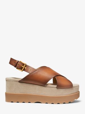 Michael michael kors becker burnished leather flatform sandal new arrivals