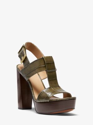 Becker Crocodile-Embossed Leather Platform Sandal image number 0